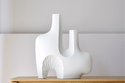 [TP343BE] VACIO : Sculpture 3 blanc 45x20x48cm 