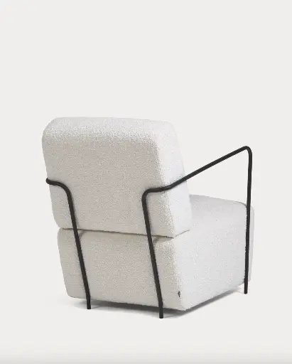 [S564J33] GAMER : Fauteuil Gamer bouclette blanche et métal peint noir