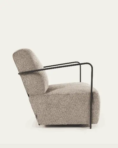 [S564BG12] GAMER : Fauteuil Gamer en chenille beige et métal peint noir