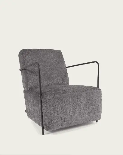 [S564BG15] GAMER : Fauteuil Gamer en chenille gris et métal peint noir