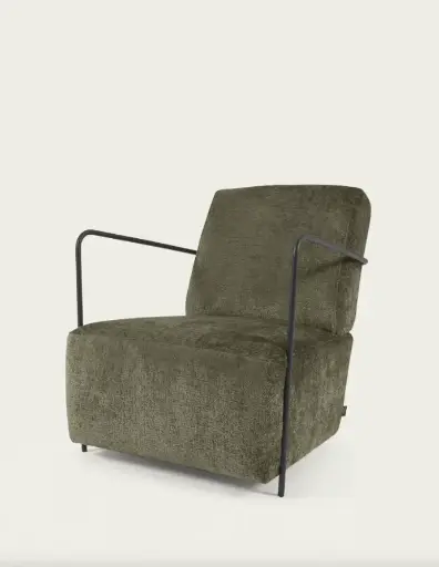 [S564BG19] GAMER : Fauteuil Gamer en chenille vert et métal peint noir