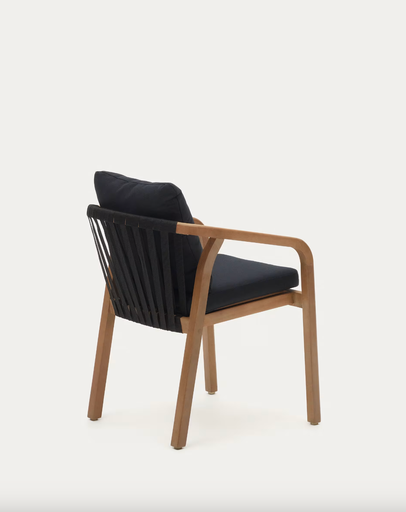 [J0600049JJ01] MALARET : Chaise Malaret en bois d'eucalyptus et corde noire FSC
