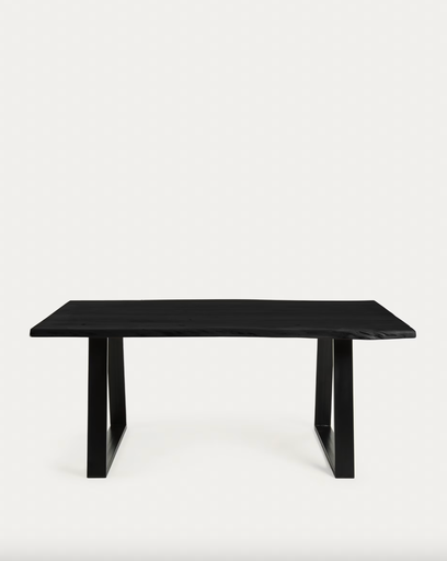 [CC0955M01] ALAIA Table 220 : Table Alaia en bois d'acacia noir et pieds en acier noir 220 x 100 cm