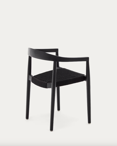 [J0600076JJ01] YDALIA : Chaise empilable Ydalia en teck, finition noire et corde noire