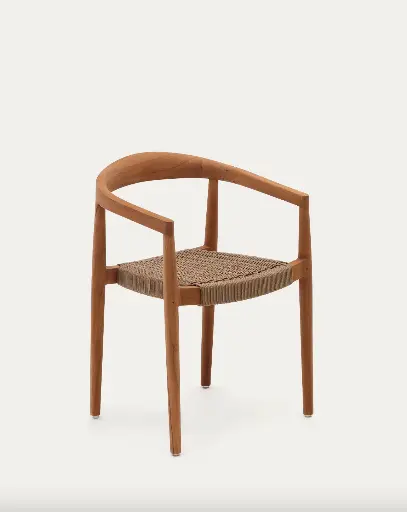 [J0600075JJ12] YDALIA : Chaise empilable Ydalia en teck, finition naturelle et corde beige