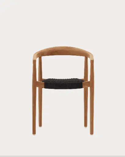[J0600075JJ01] YDALIA : Chaise empilable Ydalia en teck massif, finition naturelle et corde noire