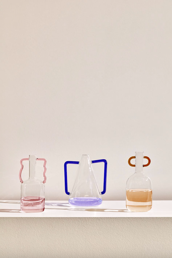 [YG0802C34] YUMALAY : Vase Yumalay en verre transparent et rose 22 cm