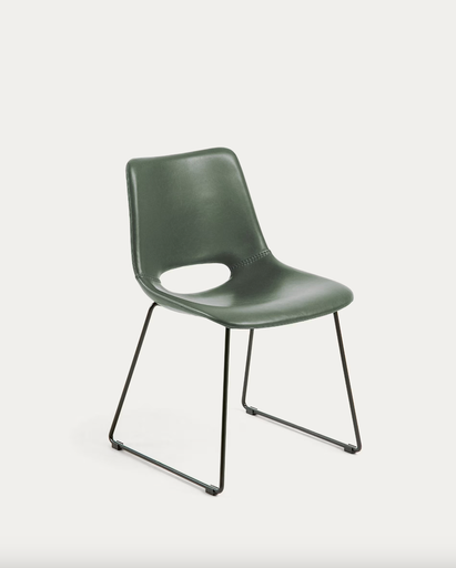 [CC0826U06] ZAHARA : Chaise Zahara verte et pieds en acier finition noire