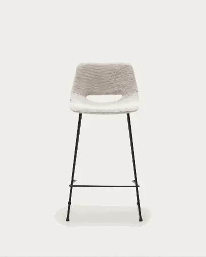 [C0600004JJ12] ZAHARA : Tabouret Zahara beige et acier noir hauteur 65 cm