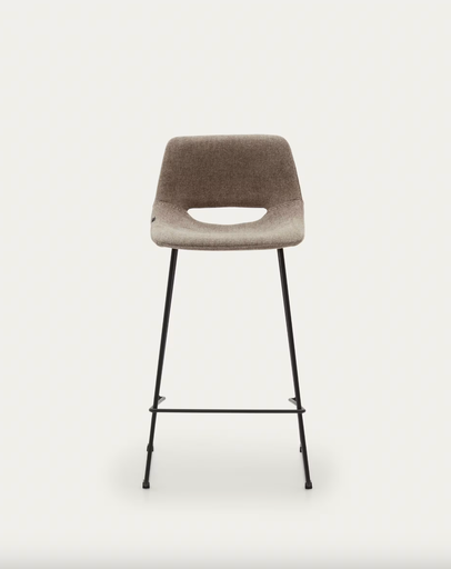 [C0600004JJ11] ZAHARA : Tabouret Zahara taupe et acier noir hauteur 65 cm