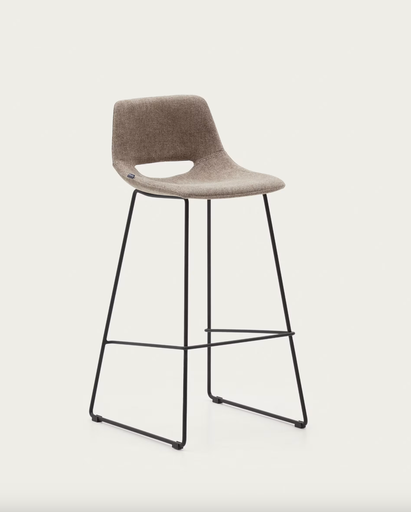 [C0600003JJ11] ZAHARA : Tabouret Zahara taupe et acier noir hauteur 75 cm