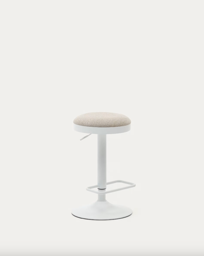 [C0600008SO11] ZAIB : Tabouret en chenille beige et acier blanc 58x80cm