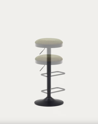 [C0600009SO06] ZAIB : Tabouret Zaib en chenille vert foncé et acier noir mat hauteur 58-80 cm