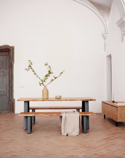 [CC5162M43] ALAIA Table 180 : Table Alaia en bois d'acacia et pieds en acier noir 180 x 90 cm