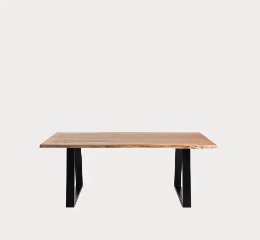 [CC0400M43] ALAIA Table 200 : Table Alaia en bois d'acacia et pieds en acier noir 200x90 cm