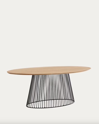 [CC1890M46] LESKA : Table Leska 200 x 110 cm en manguier et pied en acier noir