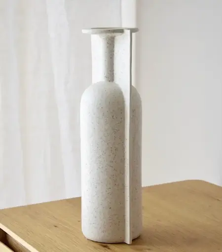 [34JZ23665] LAC : Vase en céramique blanc large 13x10x36 cm