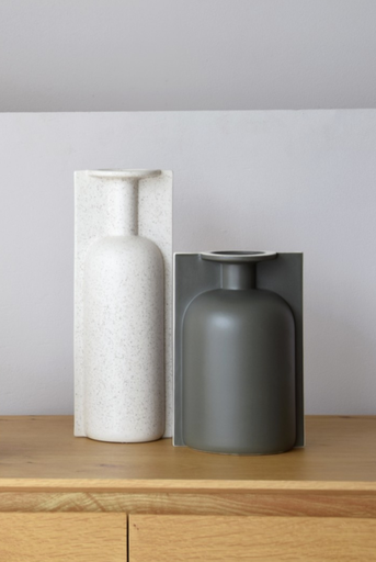 [34JZ23665] LAC : Vase en céramique blanc large 13x10x36 cm