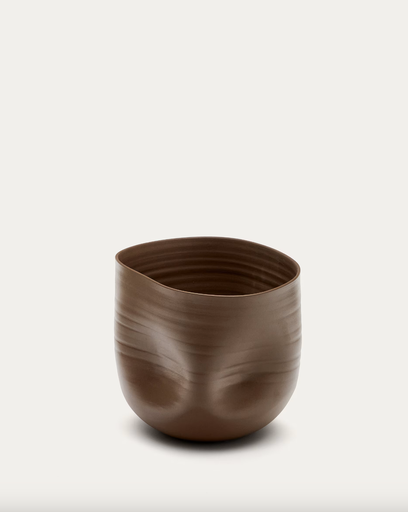 [D1300155KK09] MACARELLETA : Vase en céramique Macarelleta marron foncé 21 cm