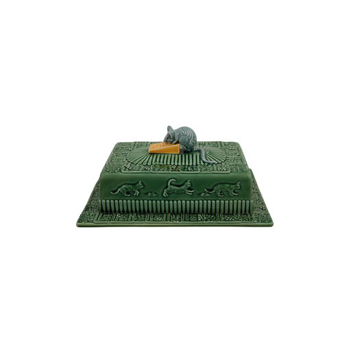 [65007089] CHEESE TRAY : Souris avec couvercle verte naturelle
