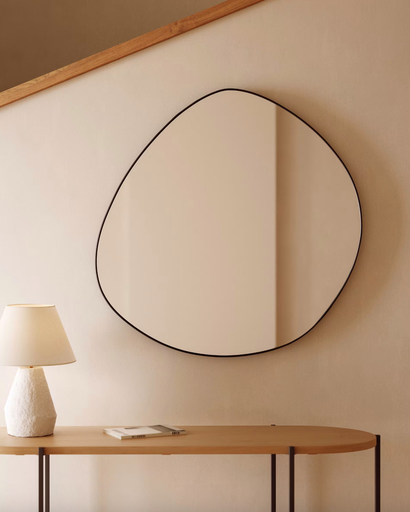 [AA4825R01] ANERA : Miroir en métal noir 93x90cm