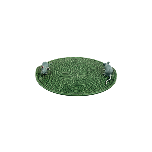 [65002815] CHEESE TRAY : Assiette à fromage verte avec souris naturelle