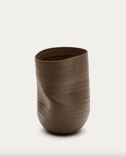 [D1300156KK09] MACARELLETA : Vase Macarelleta en céramique marron foncé 32 cm