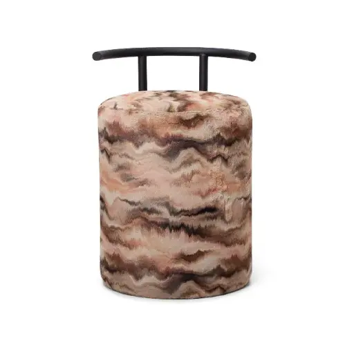 HORN C : Pouf avec dossier en forme de anse fourrure bi-color