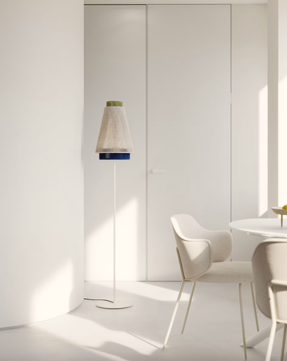 [YG0961R35] YUVIA : Lampadaire Yuvia en coton finition beige et bleue