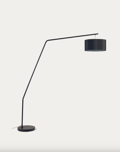 [AA8917R01] CIANA : Lampadaire Ciana en métal finition noire et abat-jour en coton