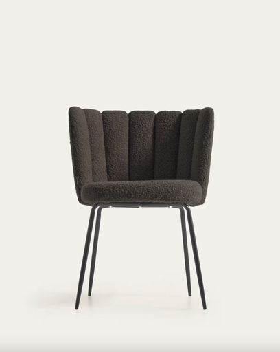 [CC2025J01] ANIELA : Chaise Aniela bouclette noir et métal peint noir
