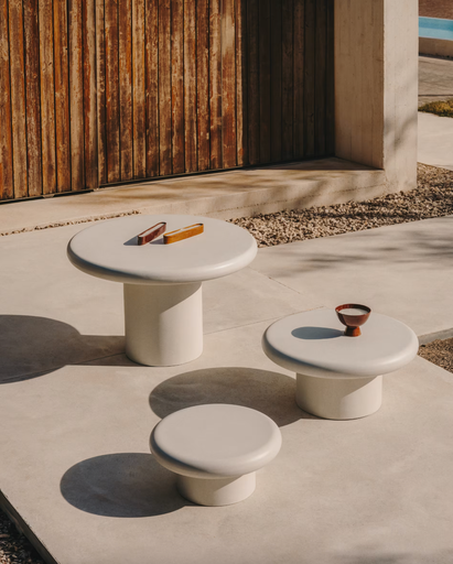 [J0300078PR05] ADDAIA : Table basse ronde Addaia en ciment blanc 90 cm
