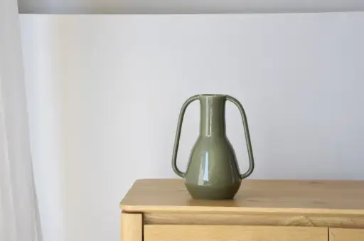 [SP23214] ANSE : Vase vert en céramique 19x14x24cm