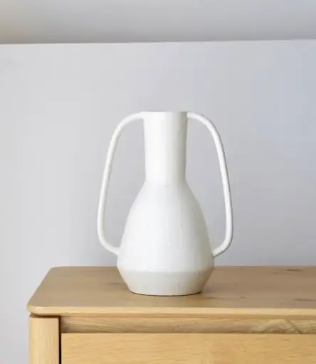 [SP23213] ANSE : Vase blanc en céramique 23x16x30 cm