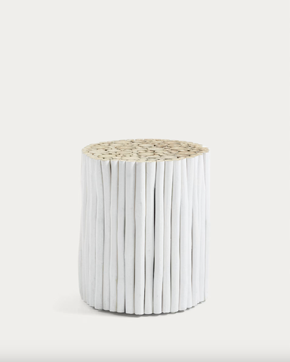[CC0047M05] FILIP : Table d'appoint Filip en teck blanc 35 cm