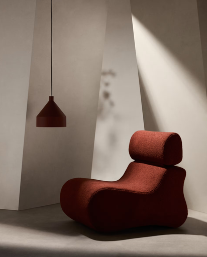 [S44210HI59] CLUB : Fauteuil Club en tissu bouclette terracotta